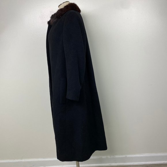 Vintage Best & Co Black Wool Coat w/ Brown Mink Collar Union Label Made in USA - Picture 5 of 9